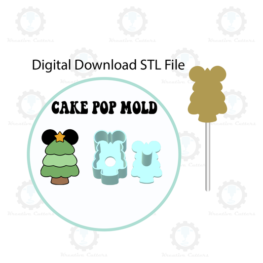 Mouse Christmas Tree Cake Pop Mold | Digital Download STL File