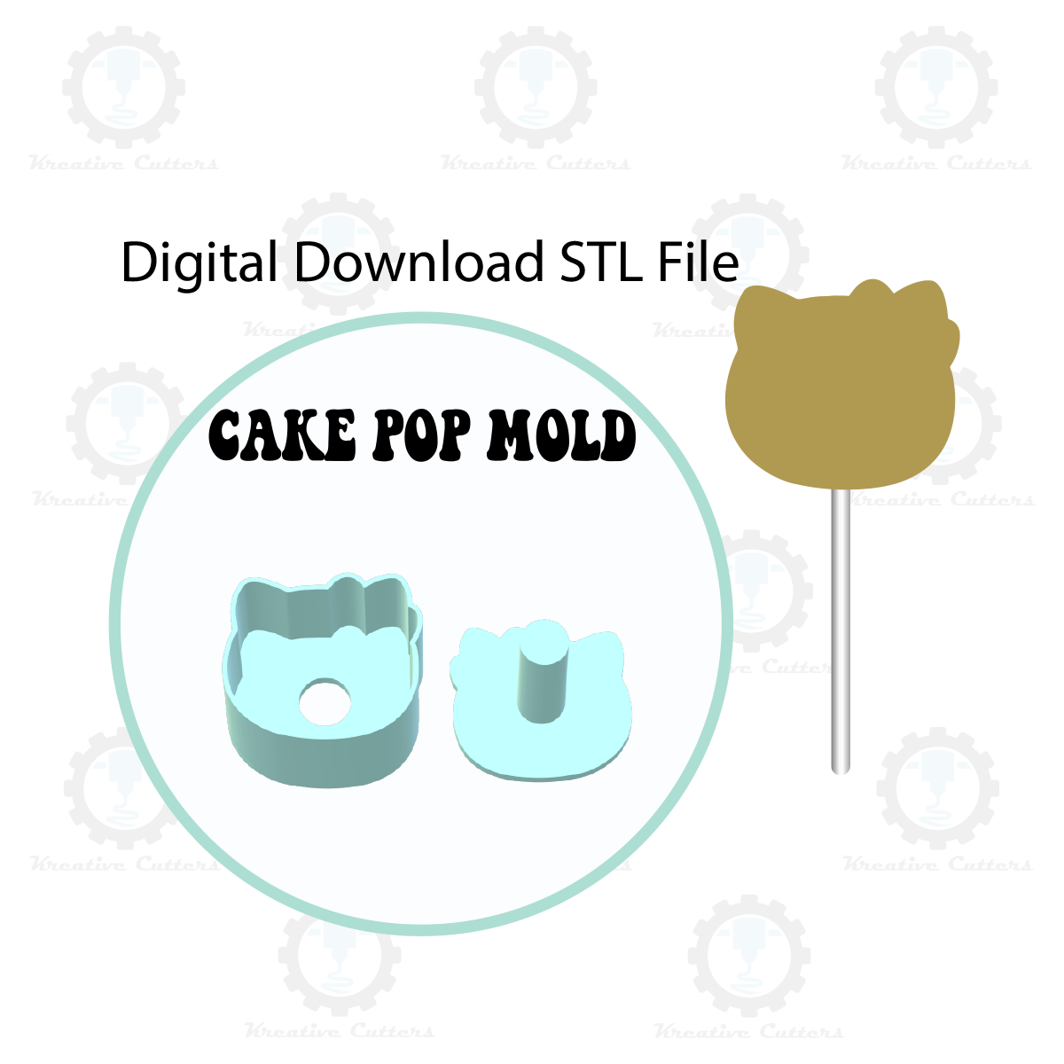 Kitty Cake Pop Mold | Digital Download STL File