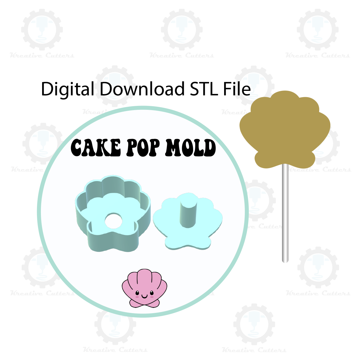 Seashell Cake Pop Mold | Digital Download STL File