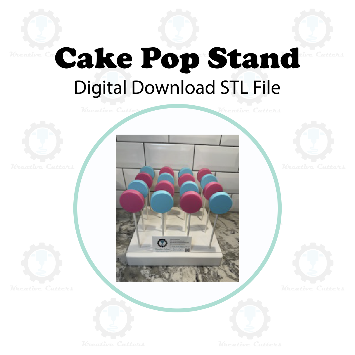 Cake Pop Display Stand with Business Card Slot (16 Holes) | Digital Download STL File