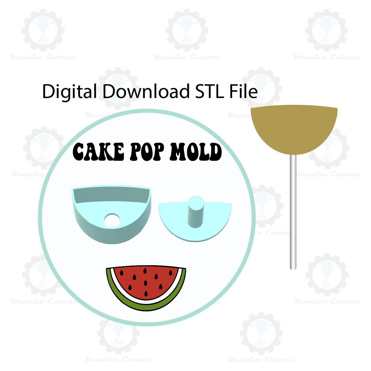 Watermelon Slice Cake Pop Mold | Digital Download STL File