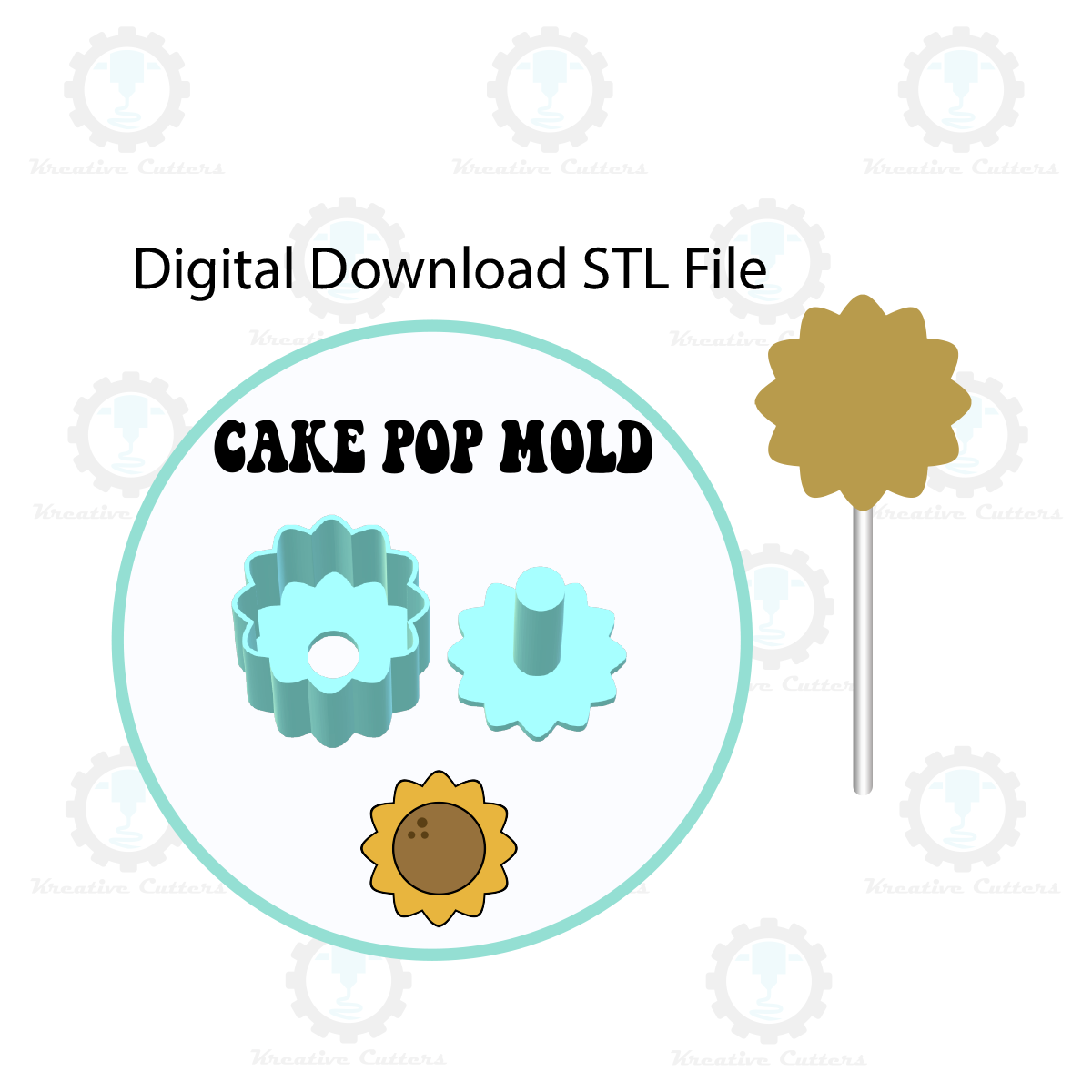 Sunflower Cake Pop Mold | Digital Download STL File