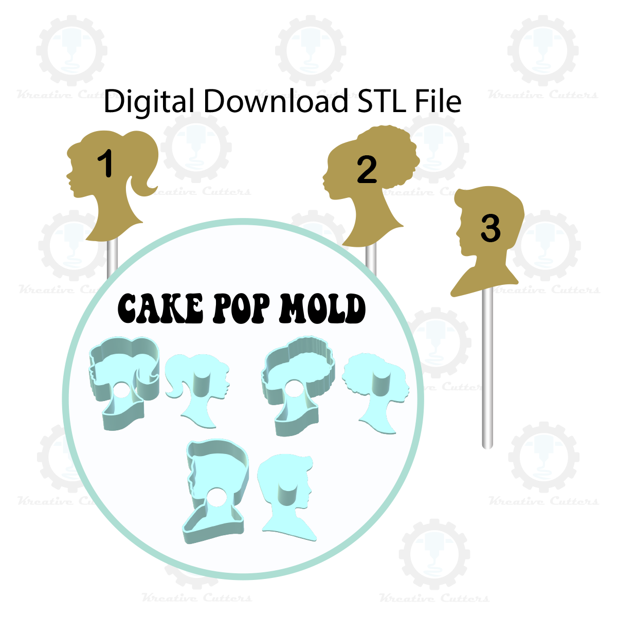 Doll Silhouette Cake Pop Mold | Digital Download STL File