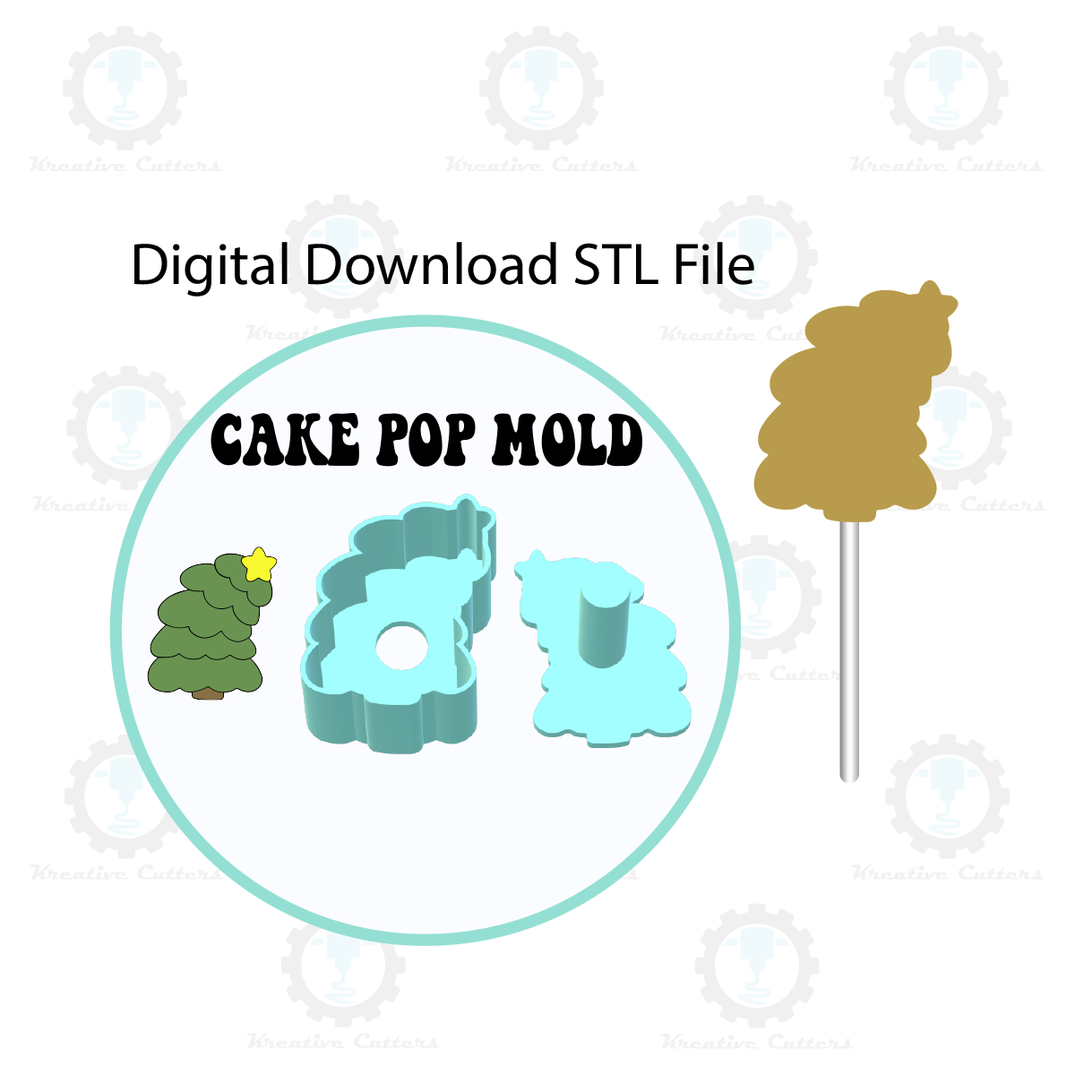 Leaning Christmas Tree Cake Pop Mold | Digital Download STL File