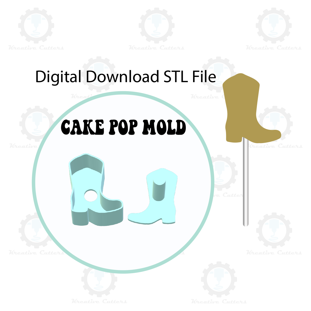 Cowboy Boot Cake Pop Mold | Digital Download STL File