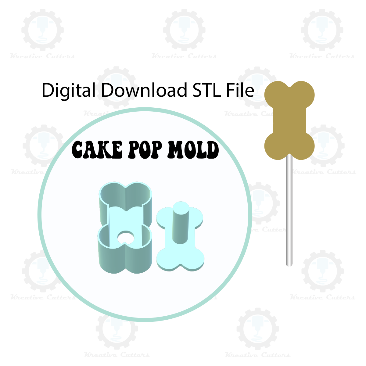 Dog Bone Cake Pop Mold | Digital Download STL File