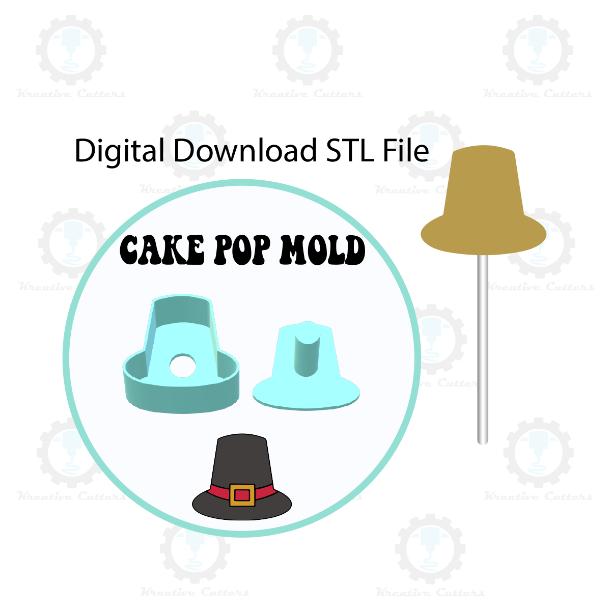 Pilgram Hat Cake Pop Mold | Digital Download STL File