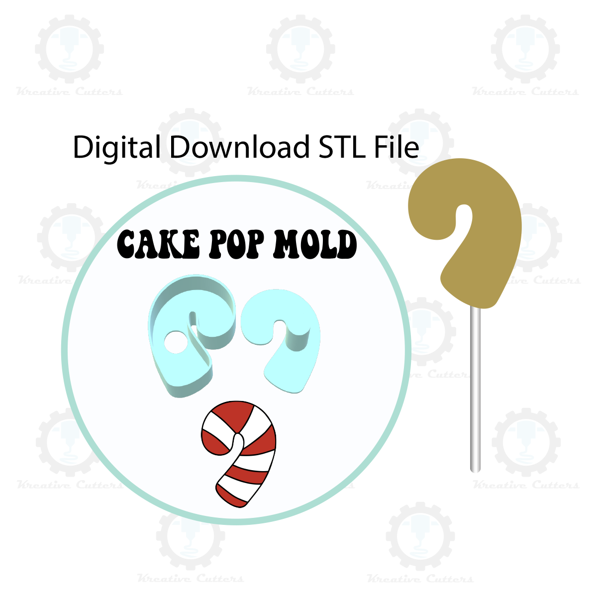 Christmas Candy Cane Cake Pop Mold | Digital Download STL File