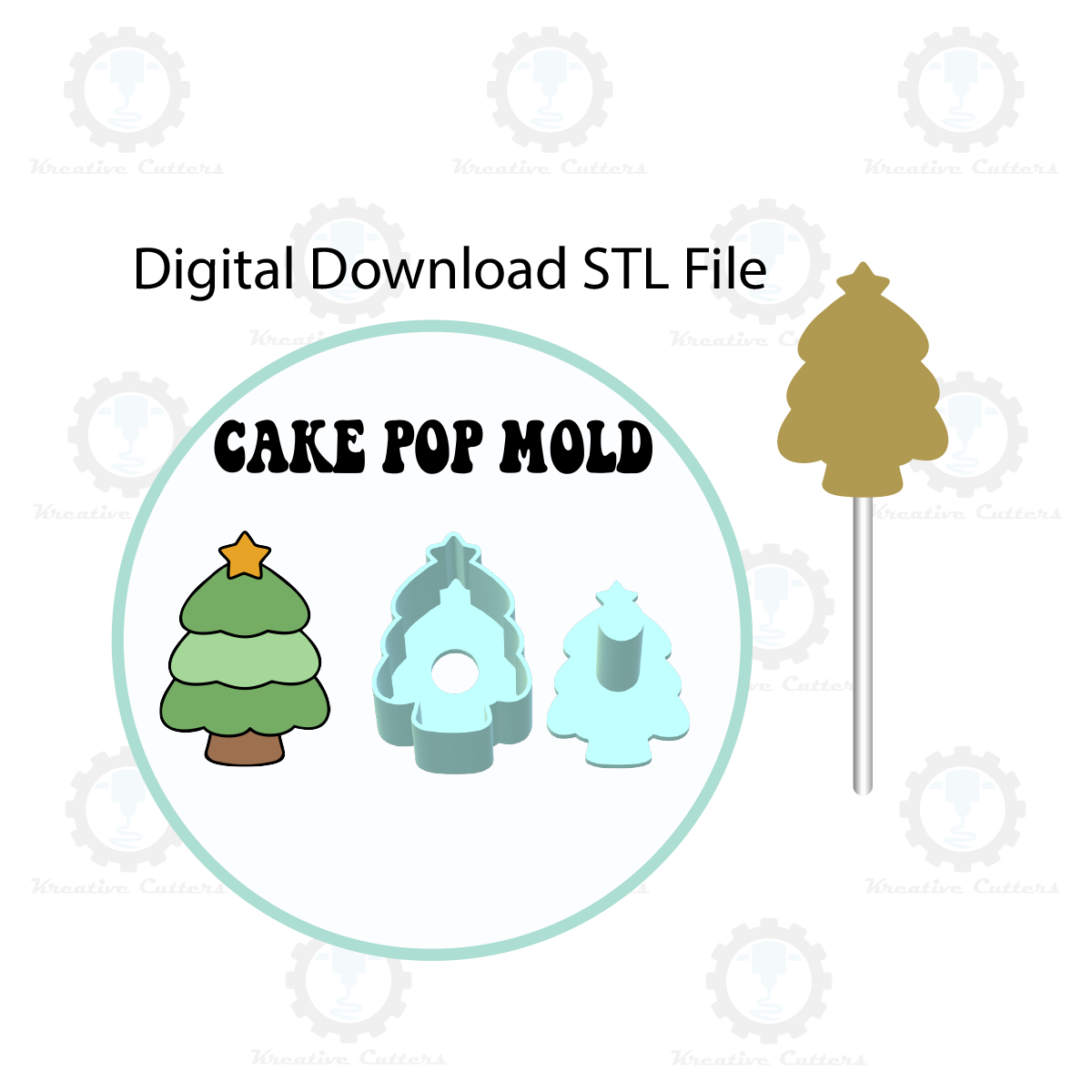 Christmas Tree Cake Pop Mold | Digital Download STL File