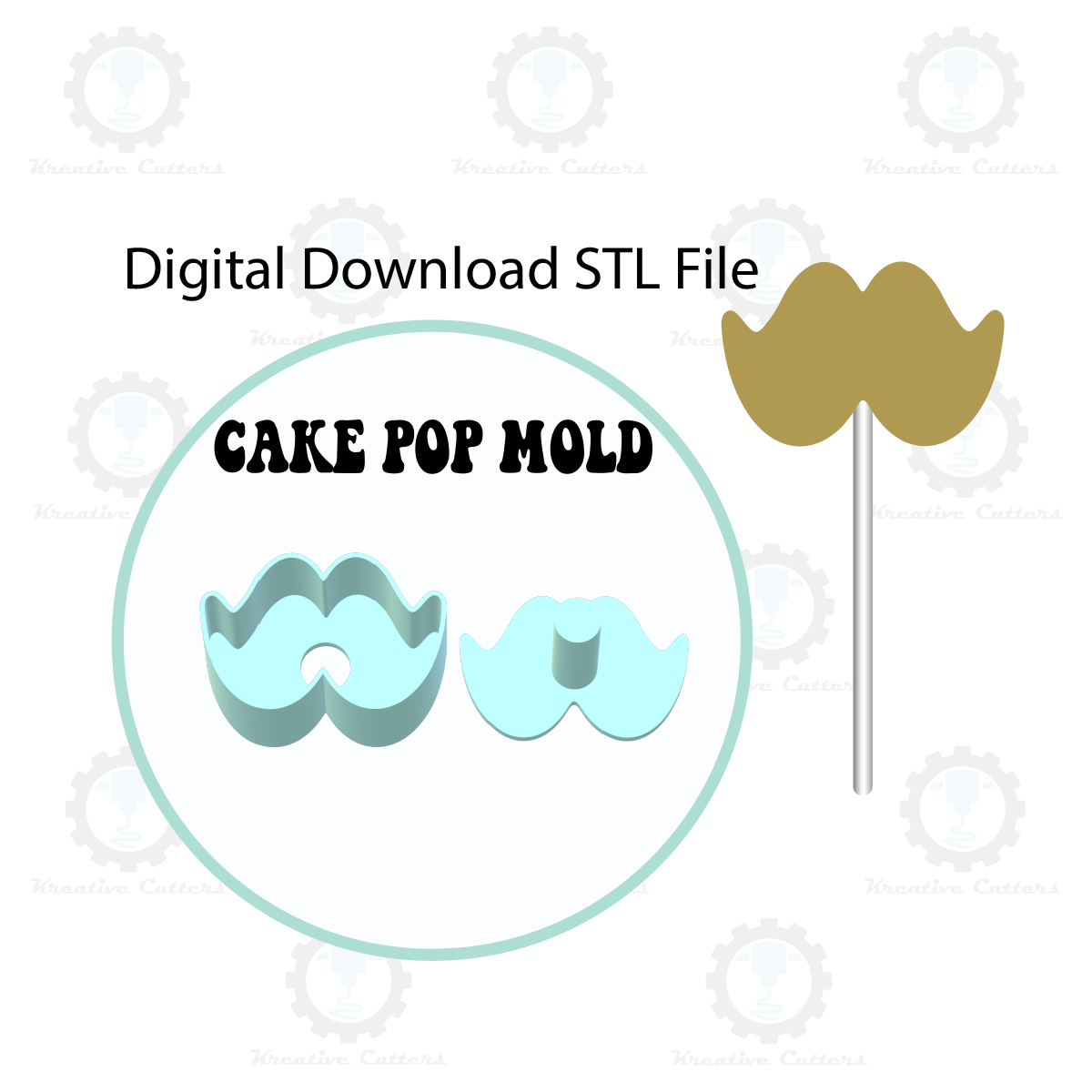 Mustache Cake Pop Mold | Digital Download STL File