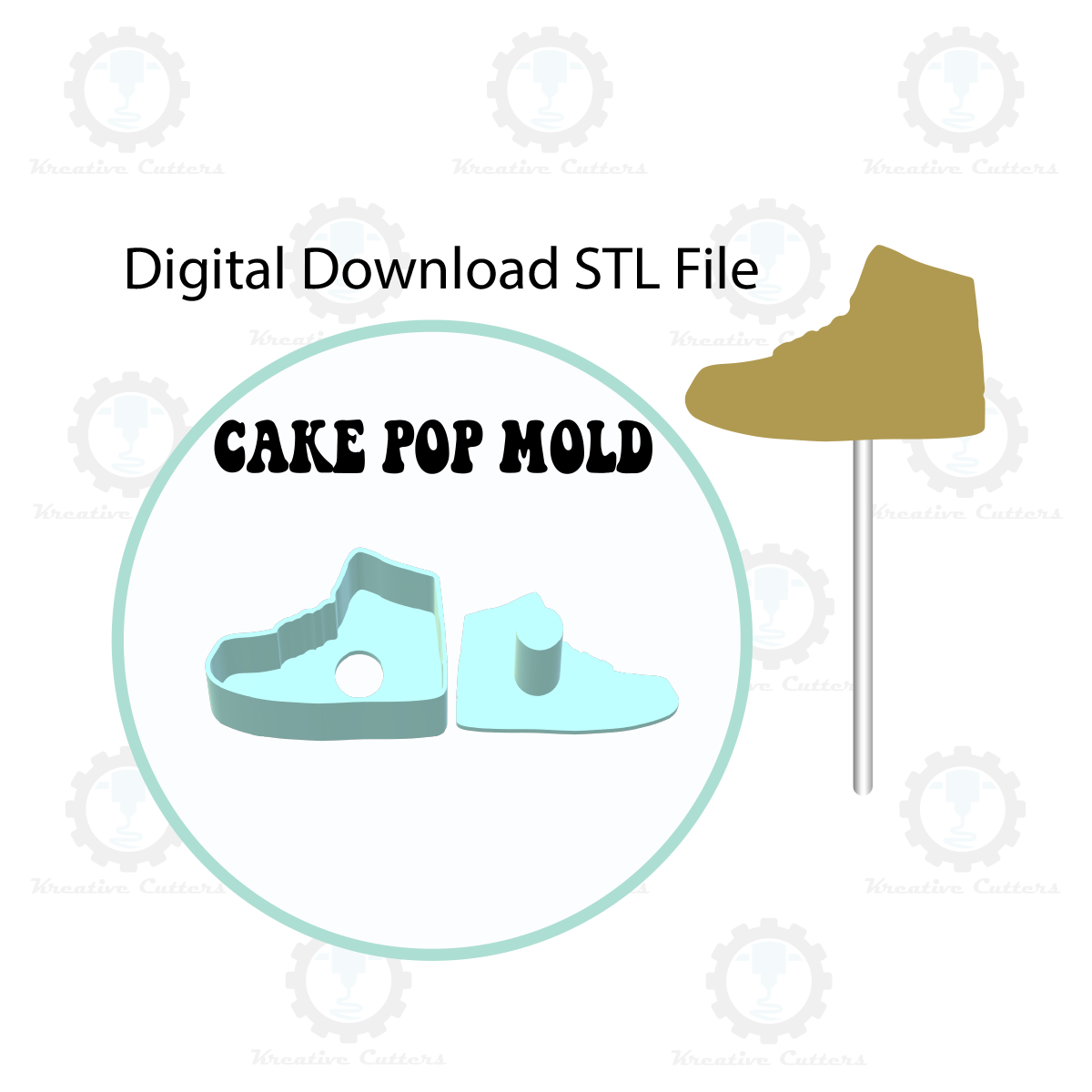 High Top Shoe Cake Pop Mold | Digital Download STL File