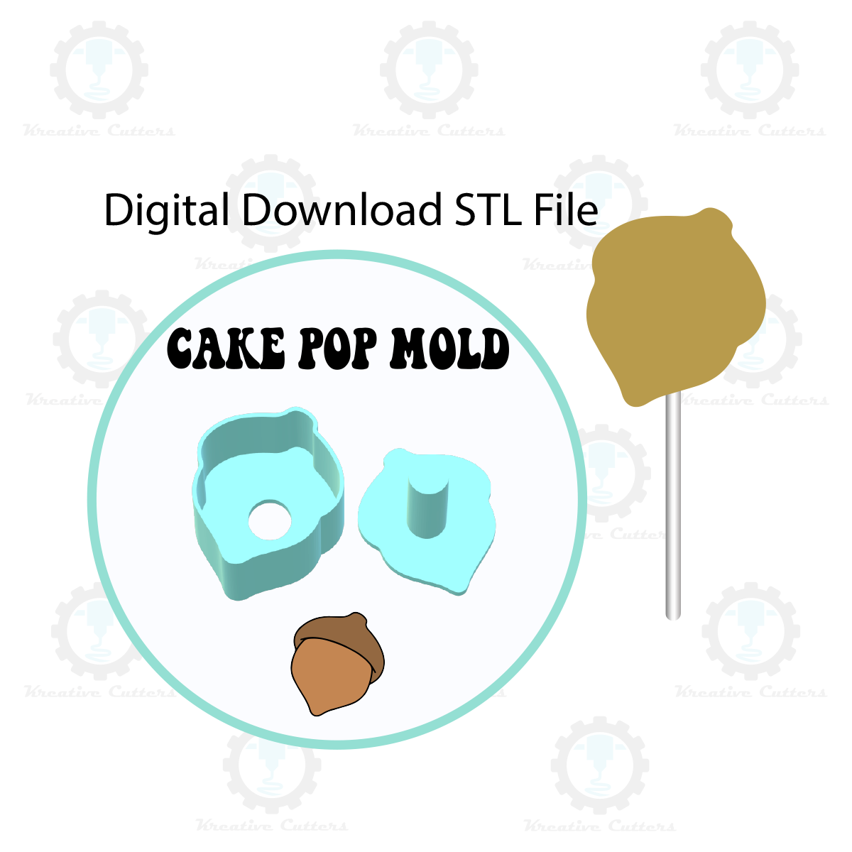 Acorn Cake Pop Mold | Digital Download STL File