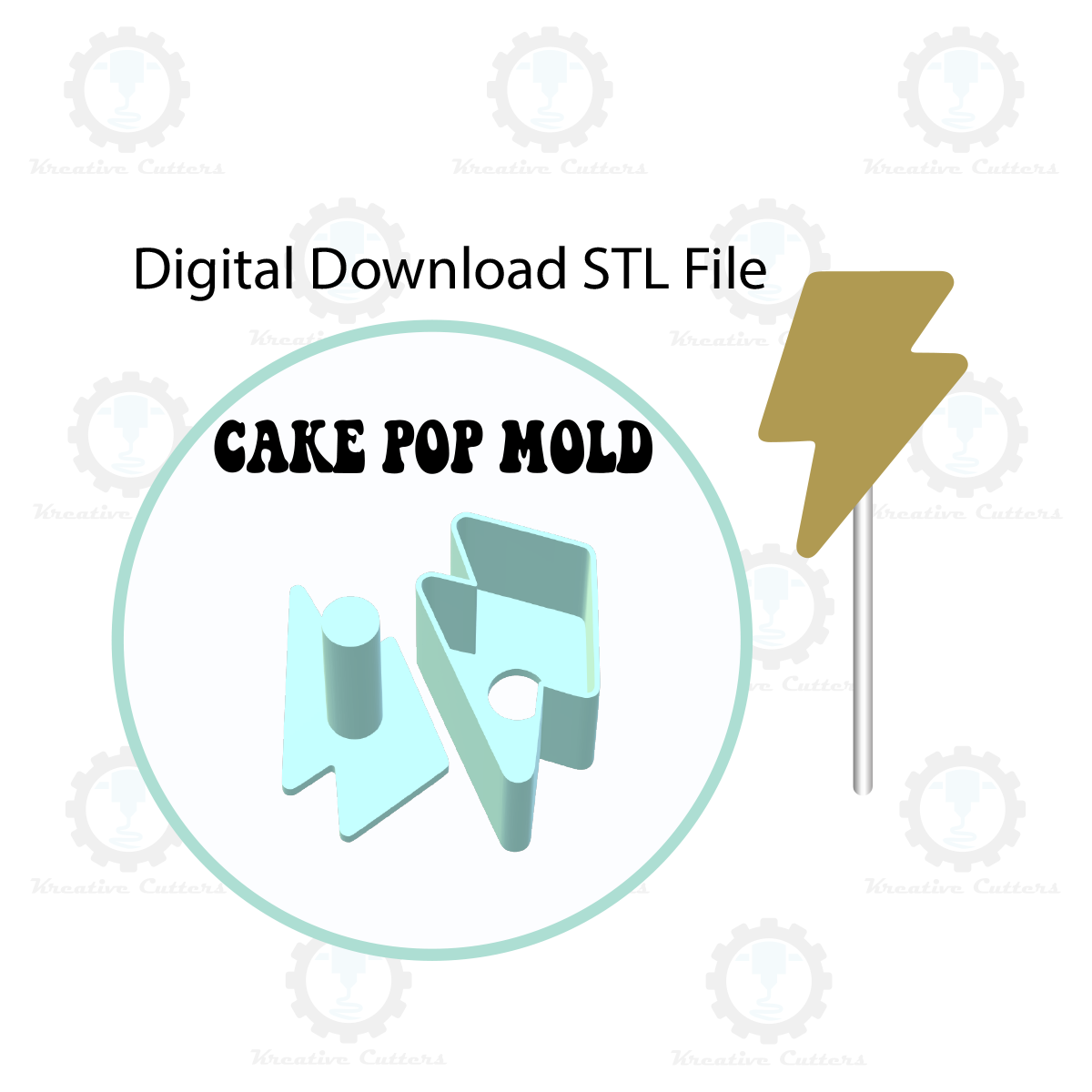 Lightning Bolt Cake Pop Mold | Digital Download STL File