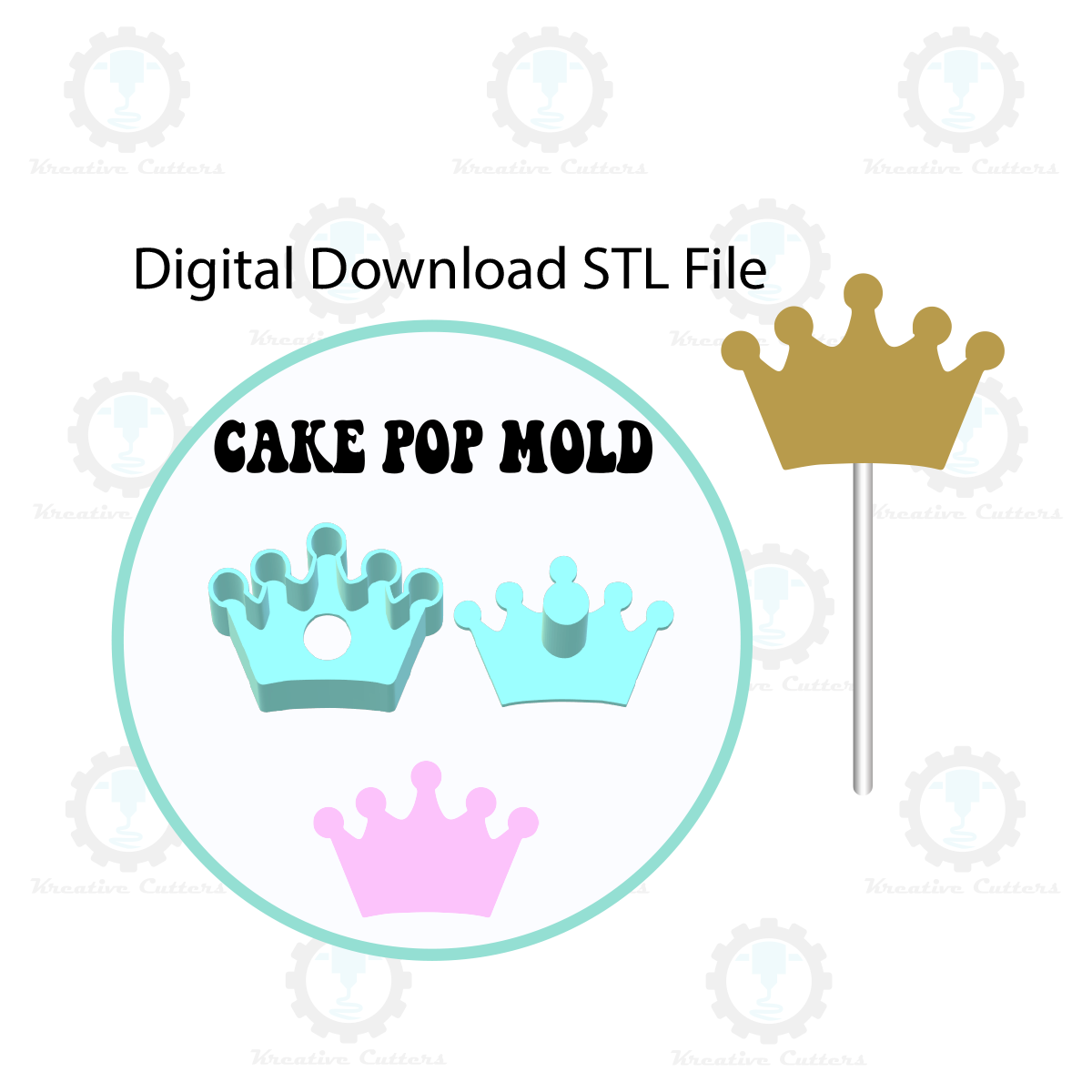 Tiara Crown Cake Pop Mold | Digital Download STL File