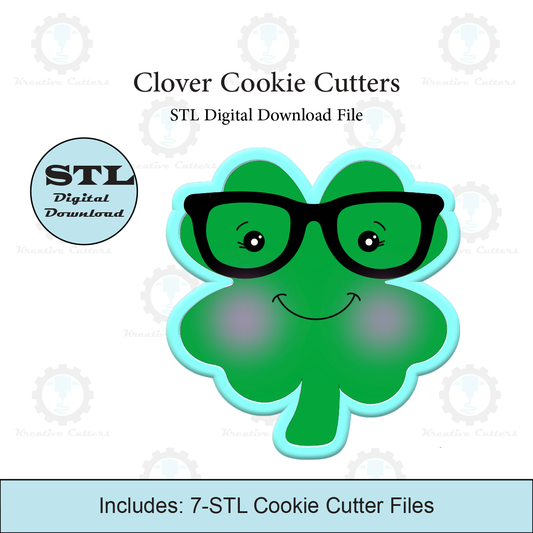 Clover with glasses Cookie Cutters | STL Files