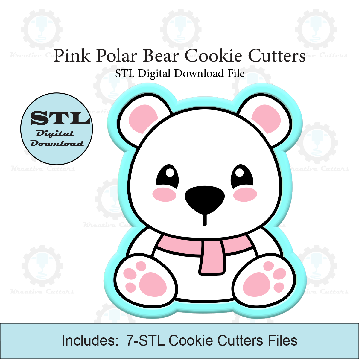Pink Polar Bear Cookie Cutter | STL File