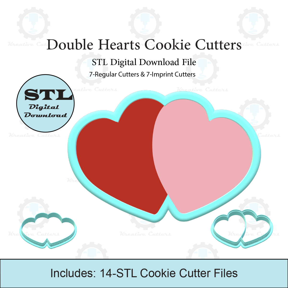 Double Hearts Cookie Cutters | STL Files