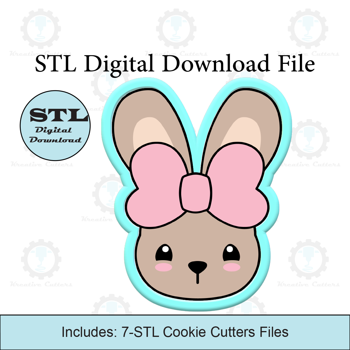 Bunny With Bow Cookie Cutter | STL File