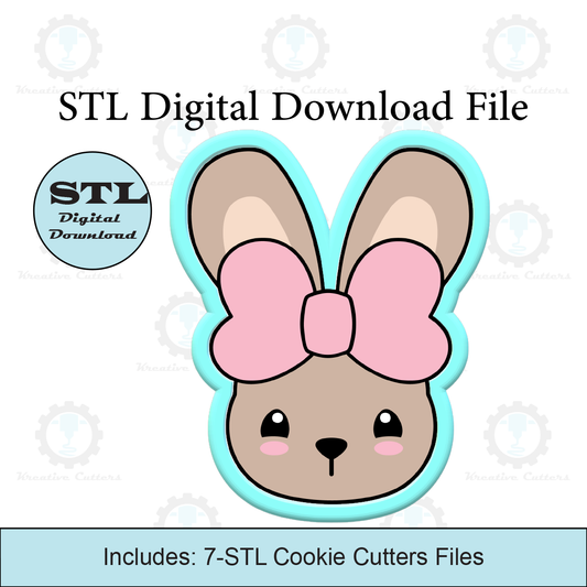 Bunny With Bow Cookie Cutter | STL File