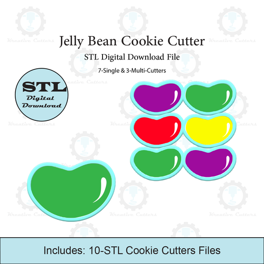 Jelly Bean Cookie Cutter | Single Cutter & Multi Cutter Options | STL File