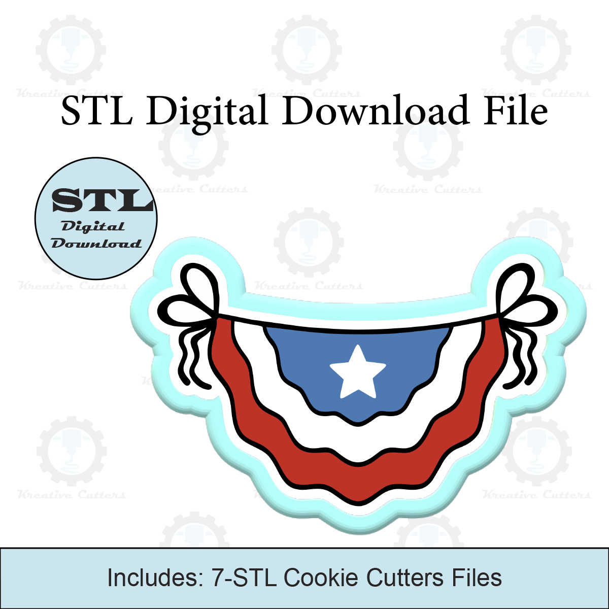 4th Of July Pennant Cookie Cutters | STL File