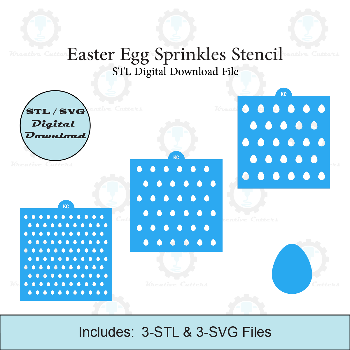 Easter Egg Sprinkles Stencil | Laser or 3D Printed, Decorating Stencils | Digital Download STL & SVG Files