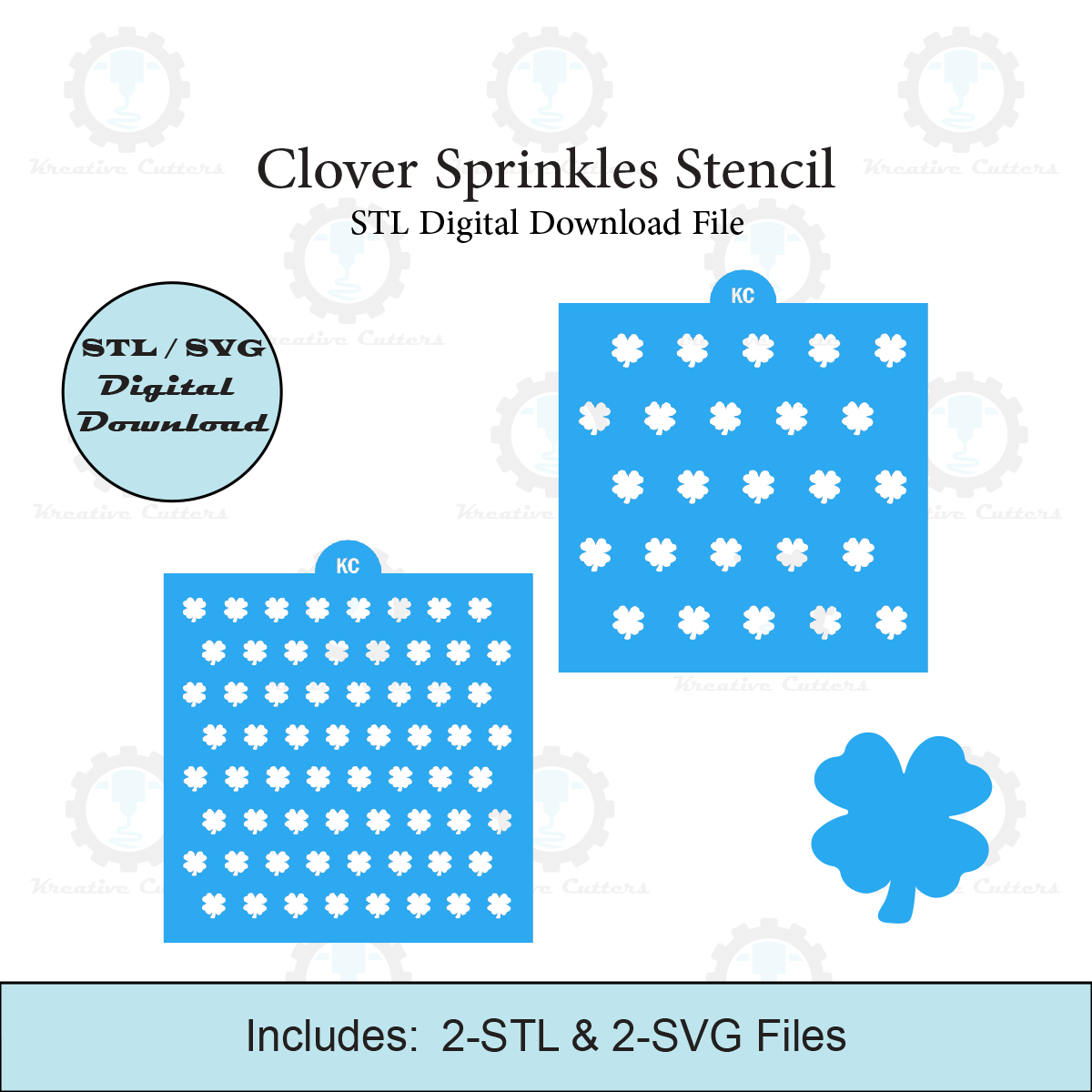 Clover Sprinkles Stencil | Laser or 3D Printed, Decorating Stencils | Digital Download STL & SVG Files
