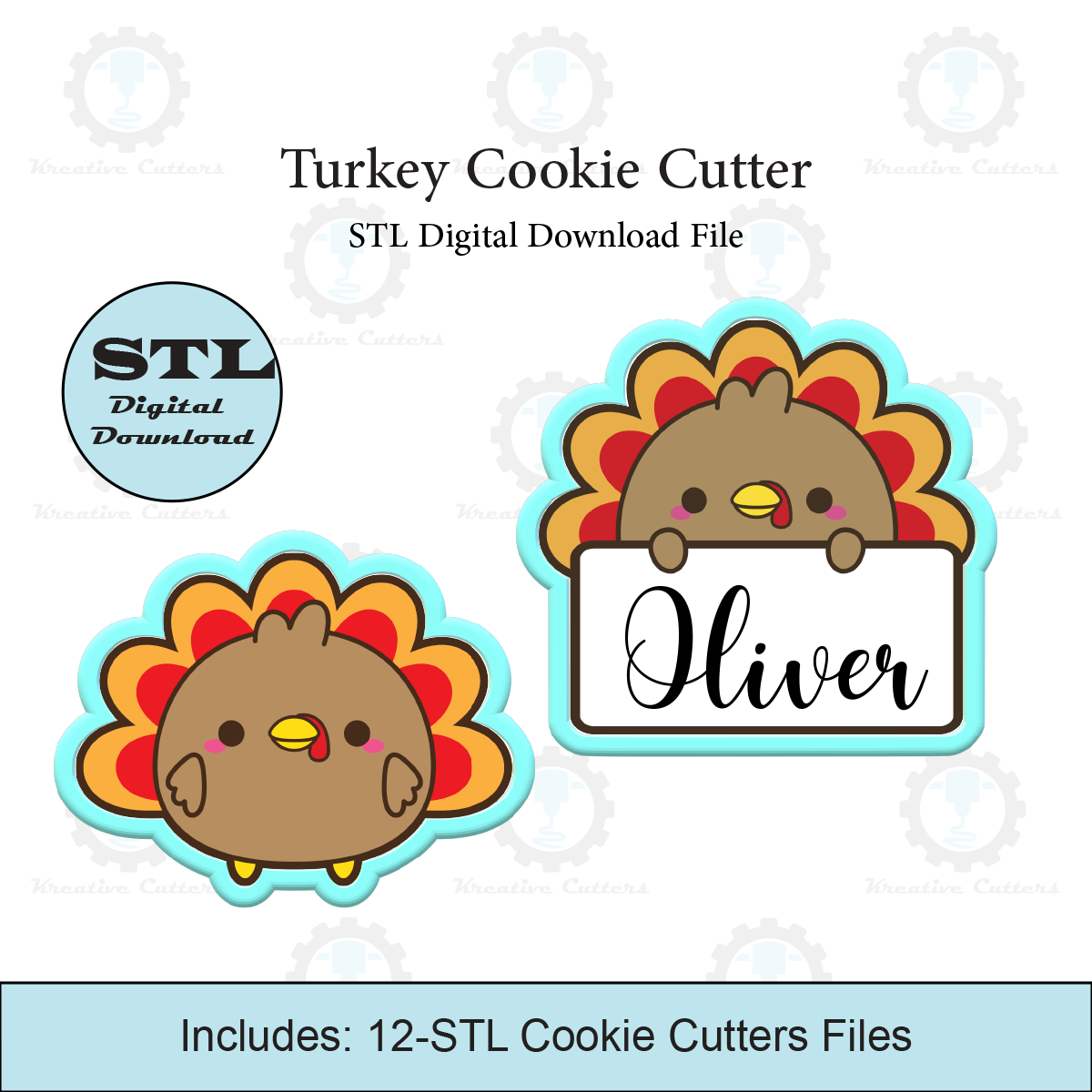 Turkey Cookie Cutter | With personalized Text Box Option | STL File
