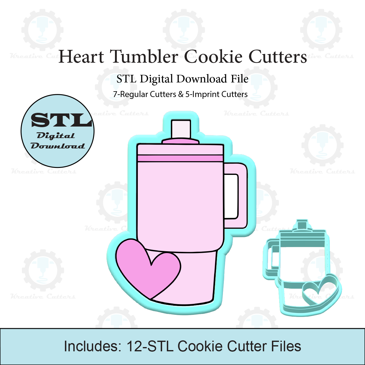 Heart Tumbler Cookie Cutters | Standard & Imprint Cutters Included | STL Files