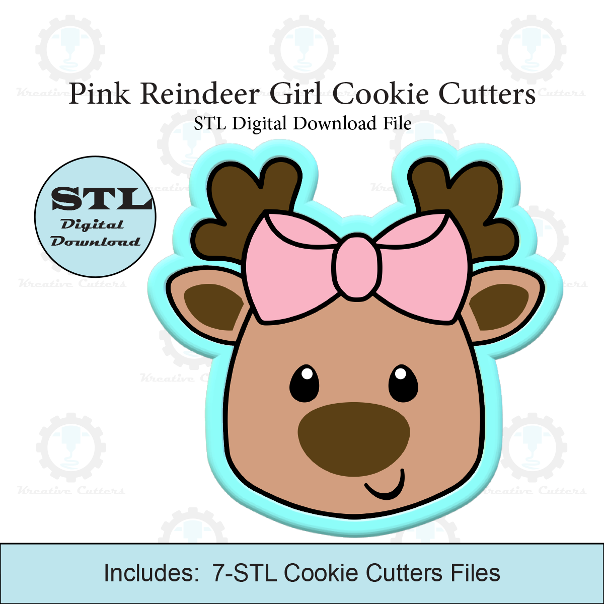 Pink Reindeer Girl Cookie Cutter | STL File