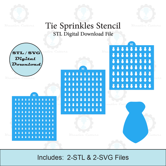 Tie Sprinkles Stencil | Laser or 3D Printed, Decorating Stencils | Digital Download STL & SVG Files