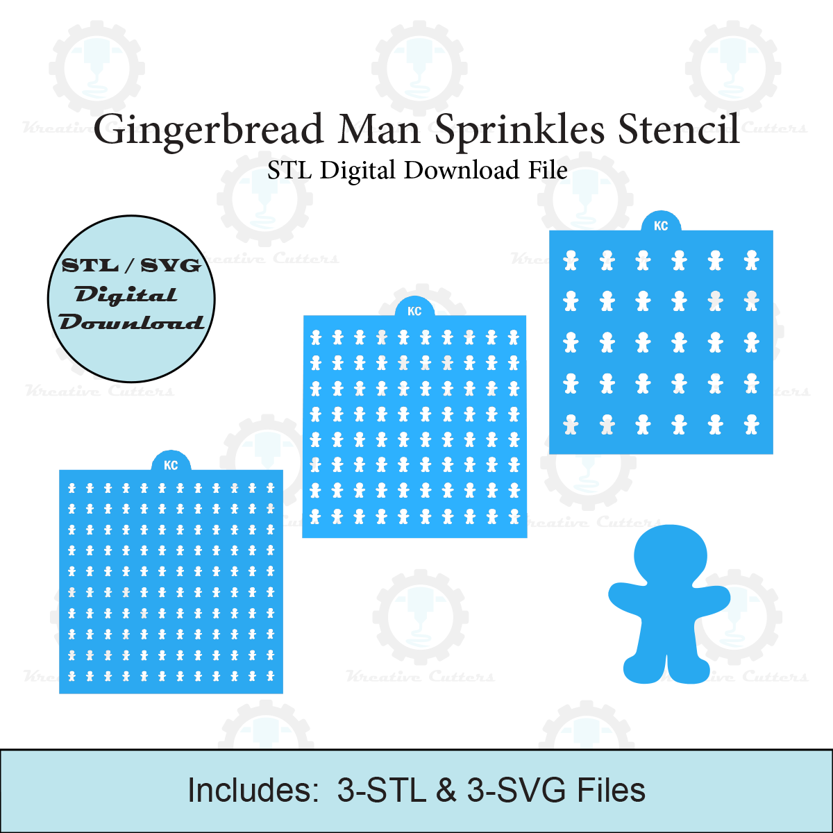 Gingerbread Man Sprinkles Stencil | Laser or 3D Printed, Decorating Stencils | Digital Download STL & SVG Files