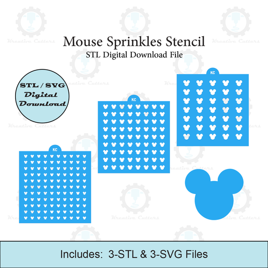 Mouse Sprinkles Stencil | Laser or 3D Printed, Decorating Stencils | Digital Download STL & SVG Files