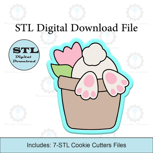 Bunny In Pot Cookie Cutter | STL File