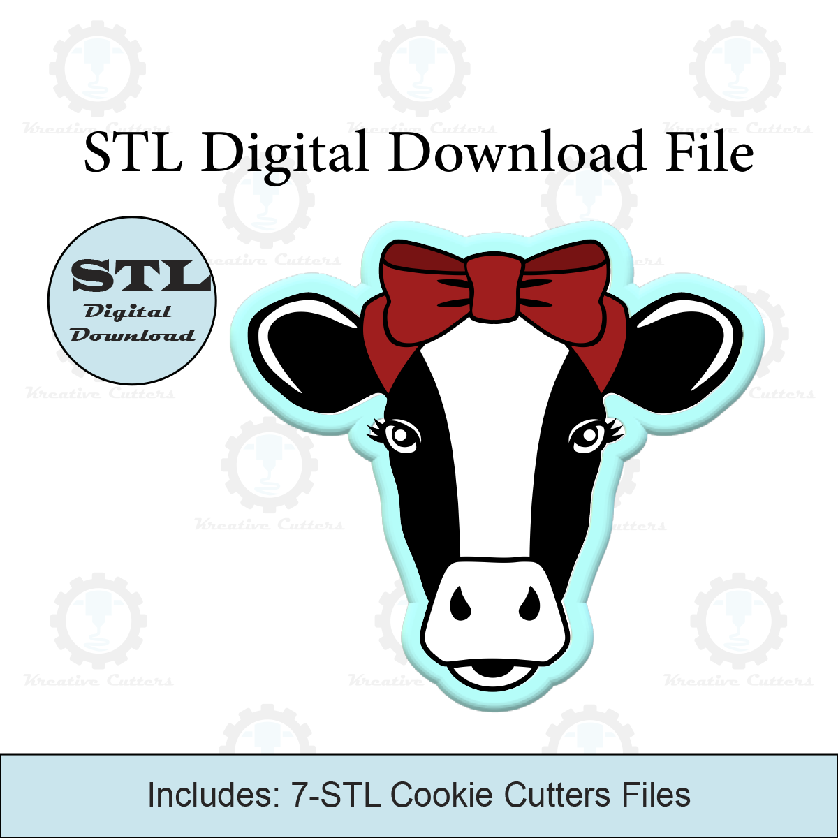 Cow With Bow Cookie Cutters | STL File