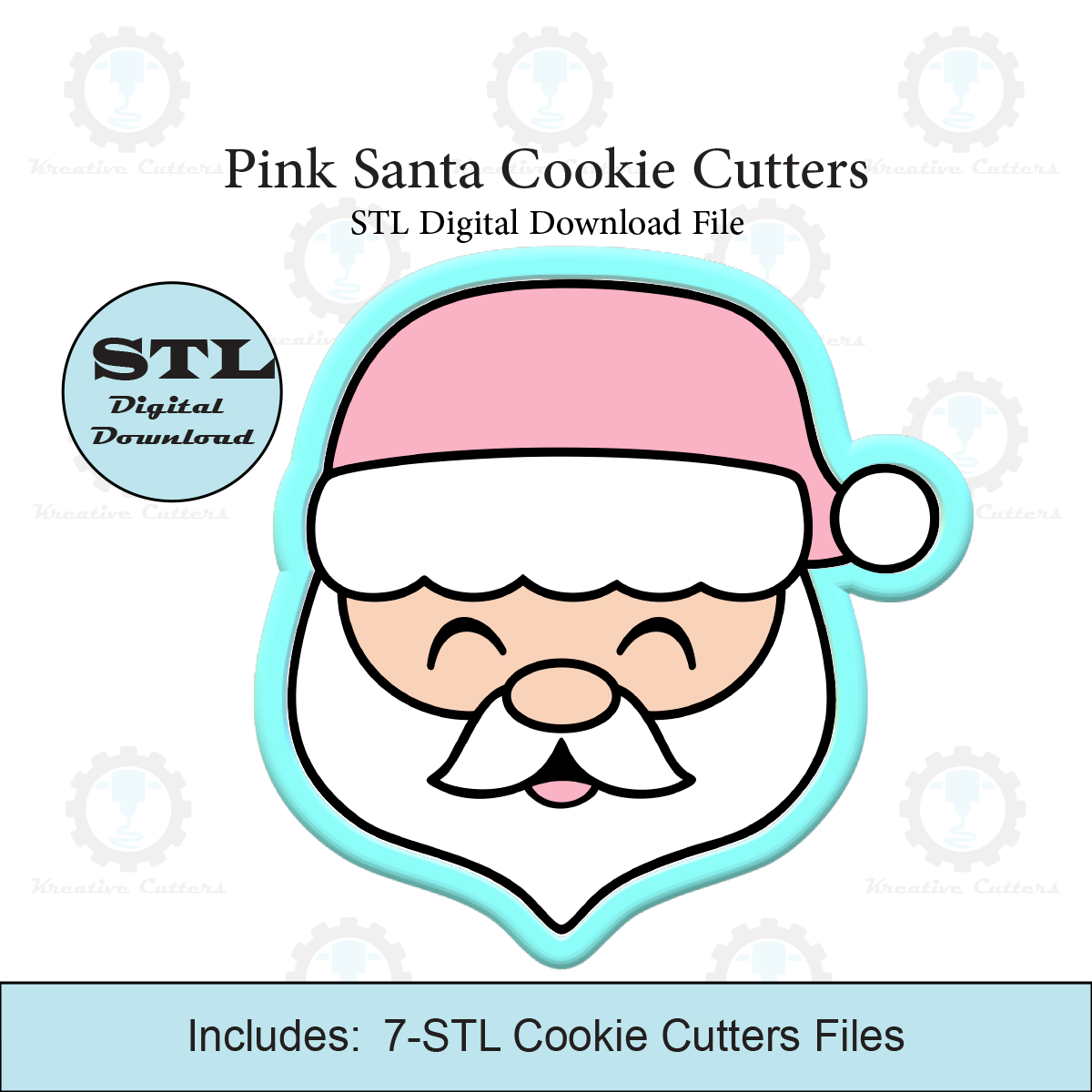 Pink Santa Cookie Cutter STL File | Kreative Cutters – Kreative Cutters INC