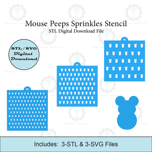 Mouse Peeps Sprinkles Stencil | Laser or 3D Printed, Decorating Stencils | Digital Download STL & SVG Files