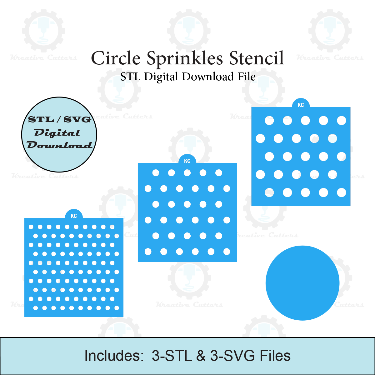 Circle Sprinkles Stencil | Laser or 3D Printed, Decorating Stencils | Digital Download STL & SVG Files