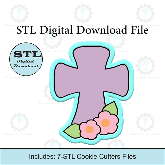 Cross With Flowers Cookie Cutter | STL File