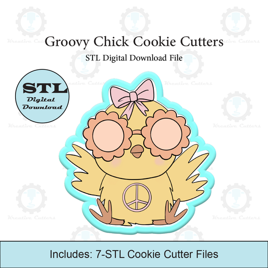 Groovy Chick with Glasses Cookie Cutters | STL Files