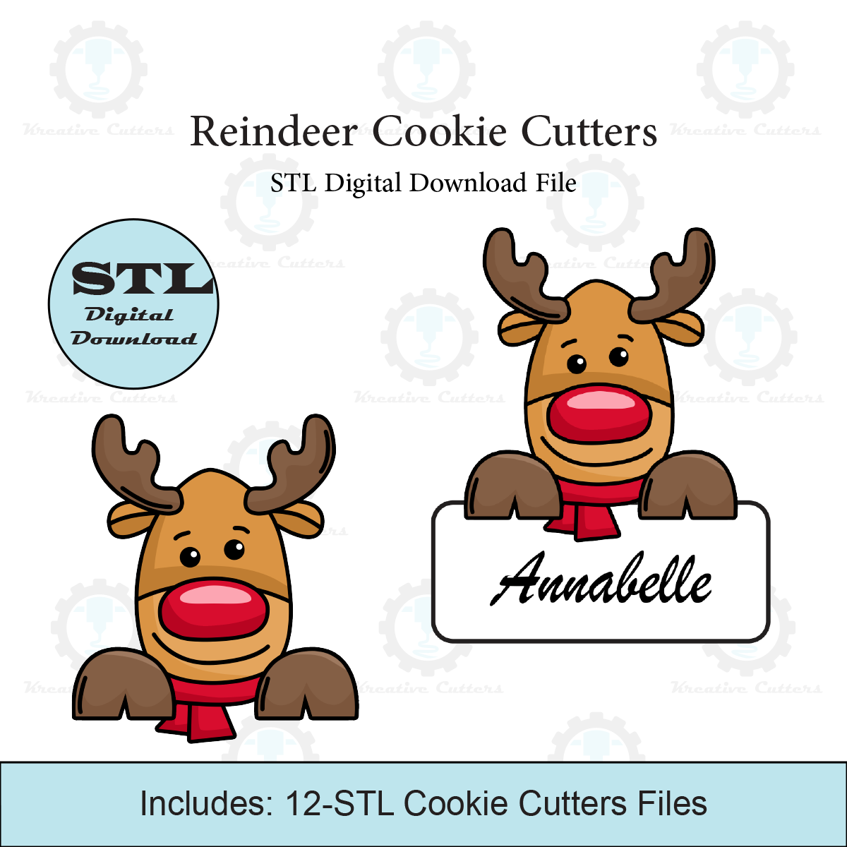 Reindeer Cookie Cutter Set | STL File
