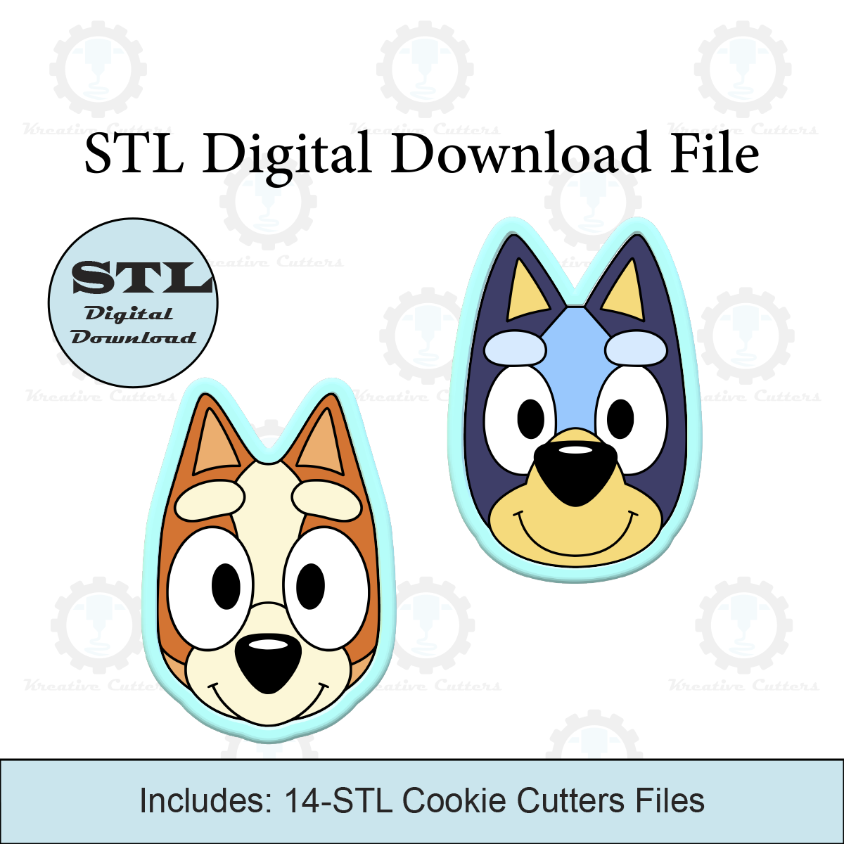 Blue Dog and Orange Dog Cookie Cutters | STL File