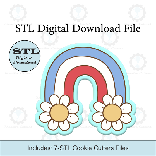 Groovy Flower Rainbow Cookie Cutters | STL File
