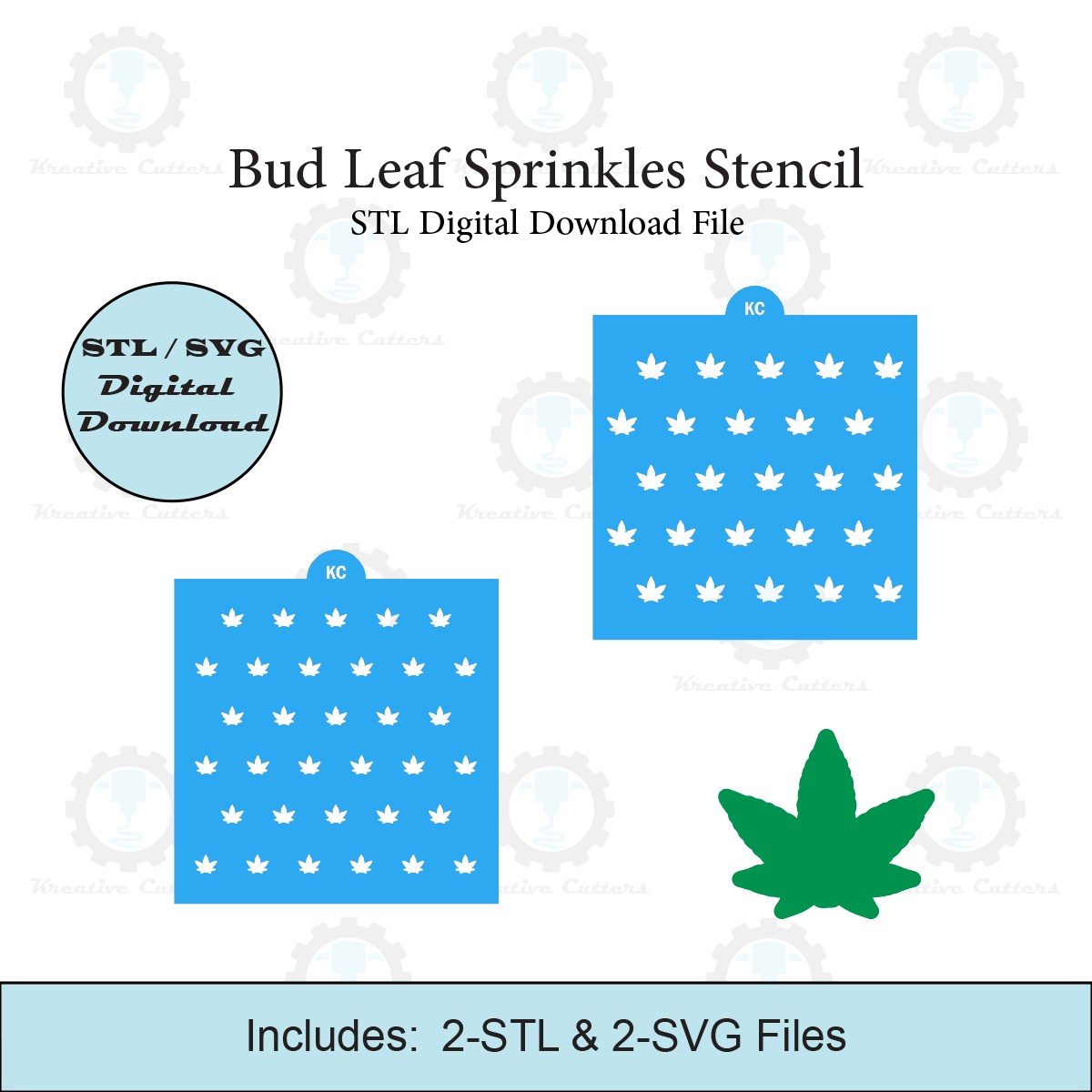 Bud Leaf Sprinkles Stencil | Laser or 3D Printed, Decorating Stencils | Digital Download STL & SVG Files