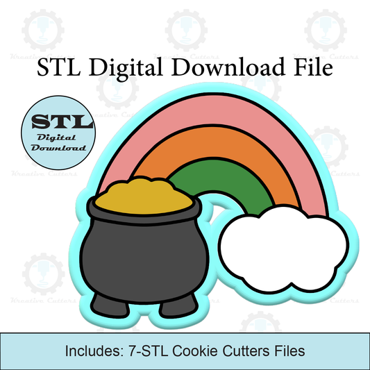 Rainbow Pot Gold Cookie Cutters | STL File