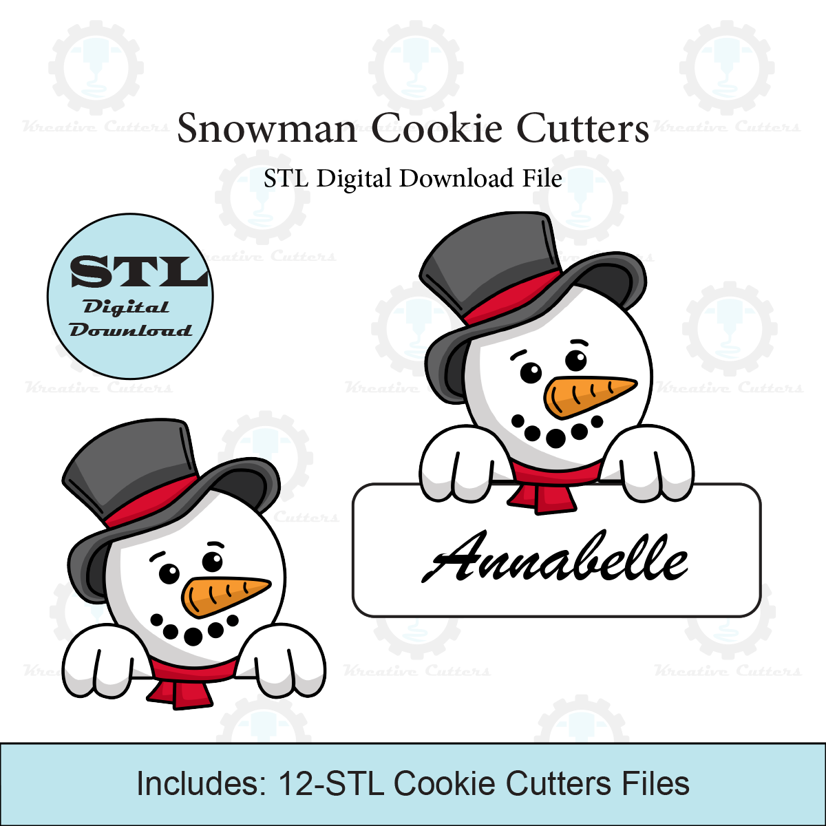 Snowman Cookie Cutter Set | STL File