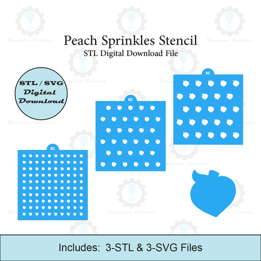 Peach Sprinkles Stencil | Laser or 3D Printed, Decorating Stencils | Digital Download STL & SVG Files
