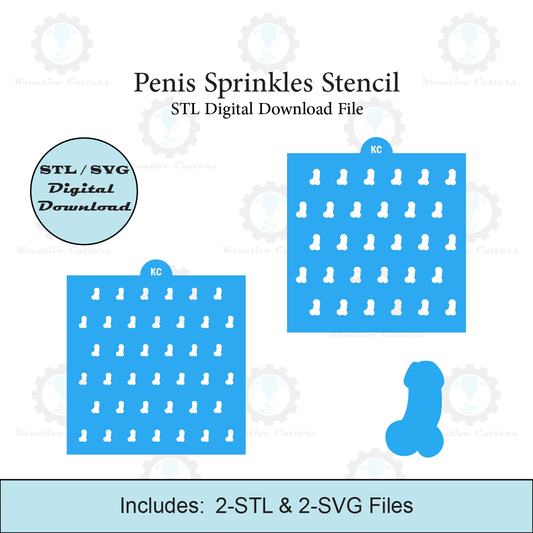 Penis Sprinkles Stencil | Laser or 3D Printed, Decorating Stencils | Digital Download STL & SVG Files