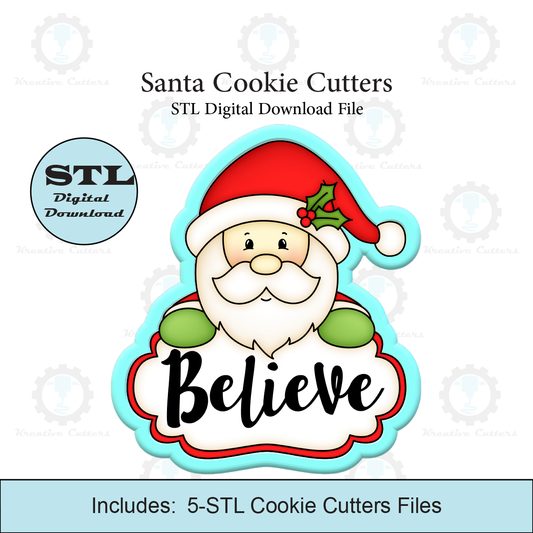 Santa Cookie Cutter | With personalized Text Box | STL File
