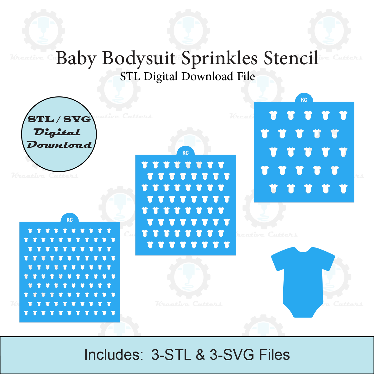 Baby Bodysuit Sprinkles Stencil | Laser or 3D Printed, Decorating Stencils | Digital Download STL & SVG Files